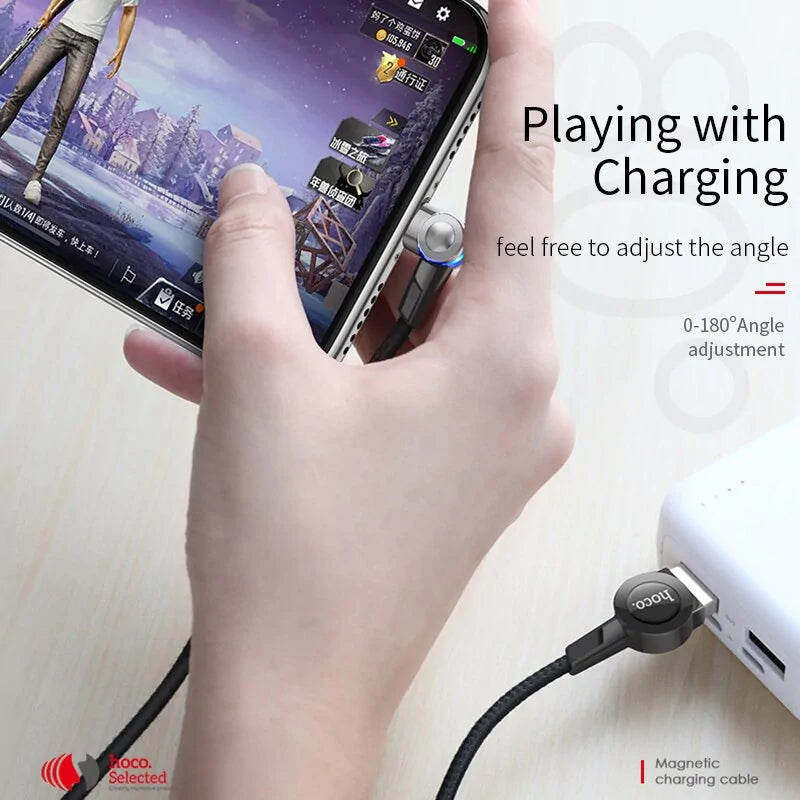 Gadget Kingdom™ 180-Degree Rotating Magnetic Charging Cable - High-Speed Data Transfer and Charging for Multiple Devices - UK Quality