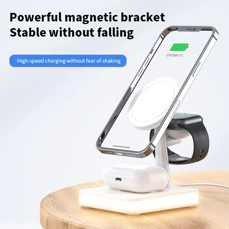 4-in-1 MagSafe Charger Stand - Fast Charging Station for iPhone, AirPods, and Apple Watch - Adjustable and UK Quality