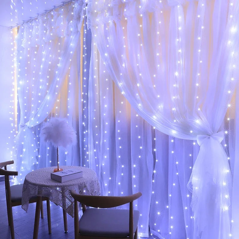 Christmas Curtain Lights Garland – Merry Christmas Indoor & Outdoor Festive Lighting Decoration