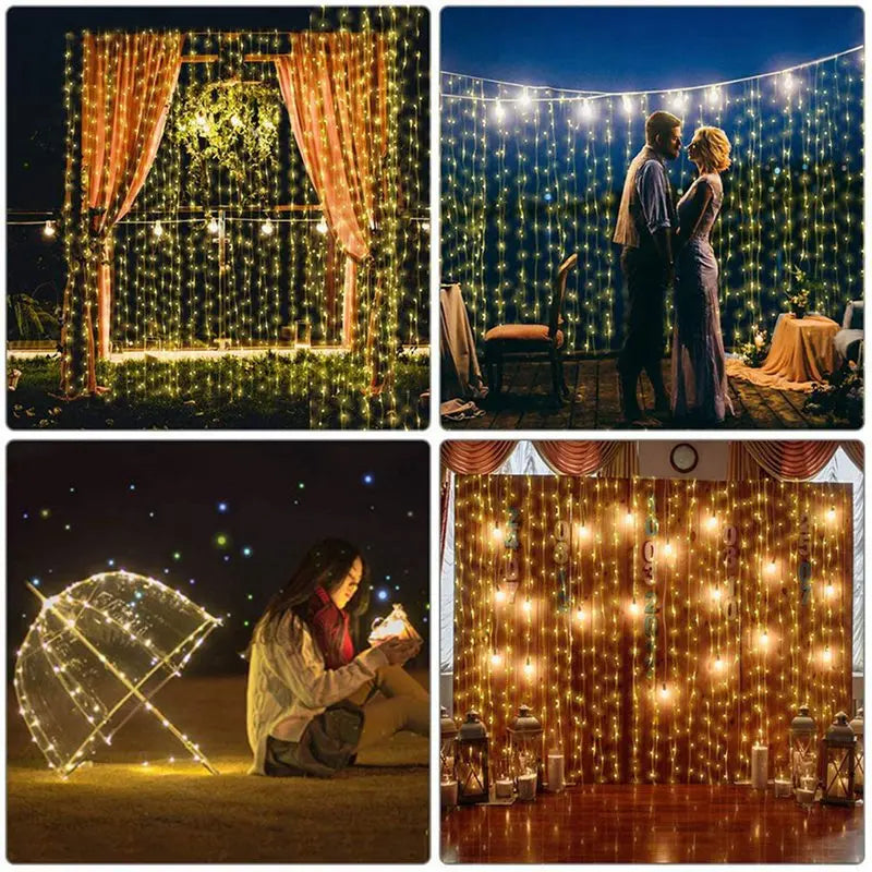 Christmas Curtain Lights Garland – Merry Christmas Indoor & Outdoor Festive Lighting Decoration