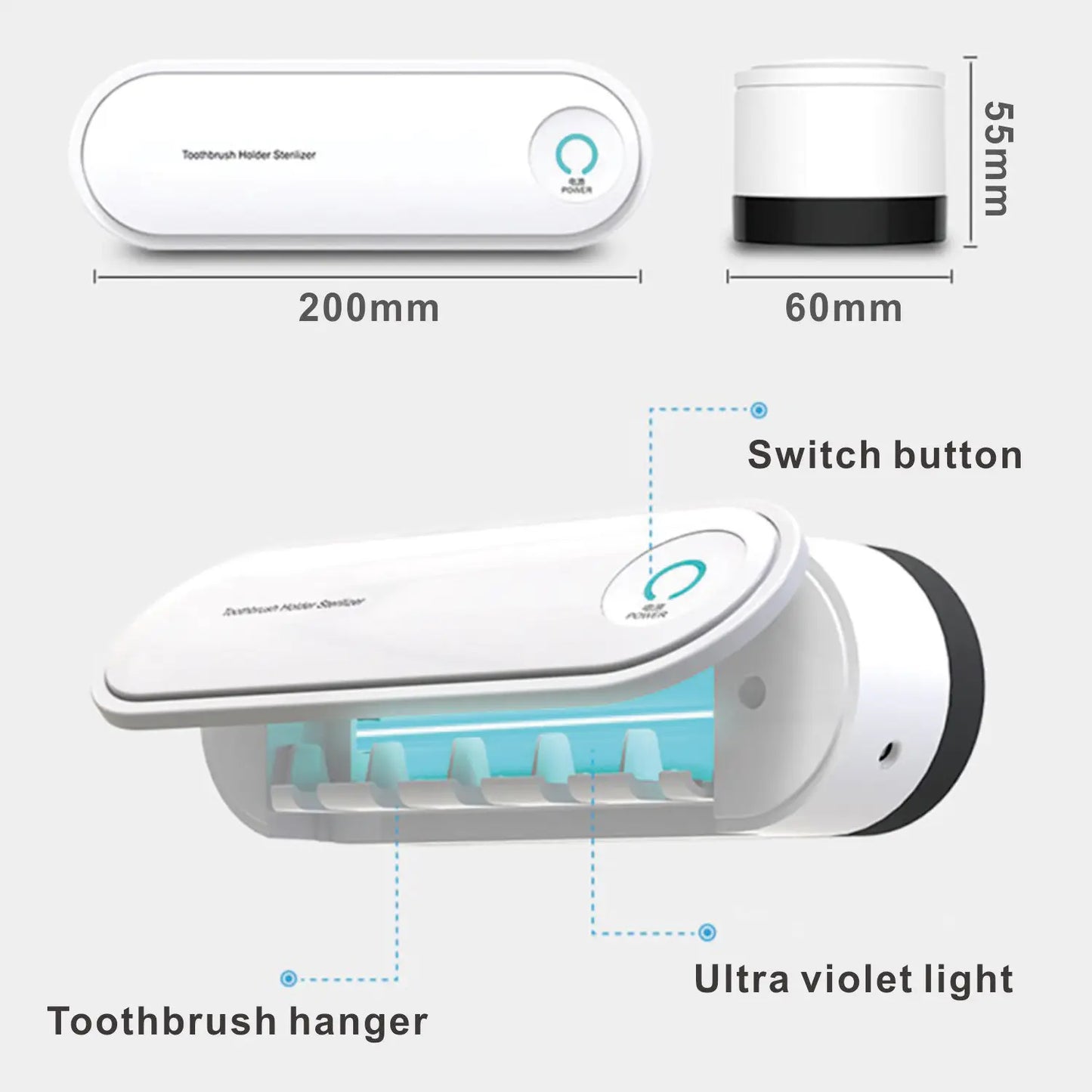 2-in-1 Automatic Drying & UV Toothbrush Sterilizer Holder – Convenient Ultraviolet Dispenser for Healthy Home Bathroom