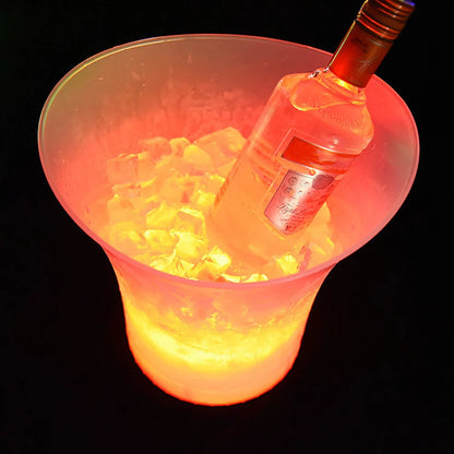 5L LED Light-Up Waterproof Plastic Ice Bucket – Champagne & Beer Cooler for Bars, Parties, Nightclubs, 4-Color LED