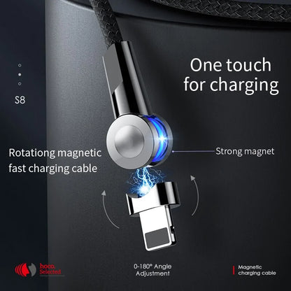 Gadget Kingdom™ 180-Degree Rotating Magnetic Charging Cable - High-Speed Data Transfer and Charging for Multiple Devices - UK Quality