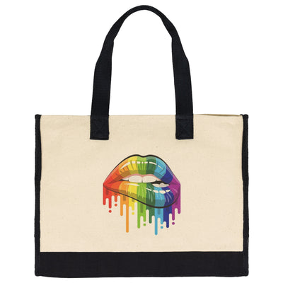 Rainbow Drip Lip Solid Tote Bag