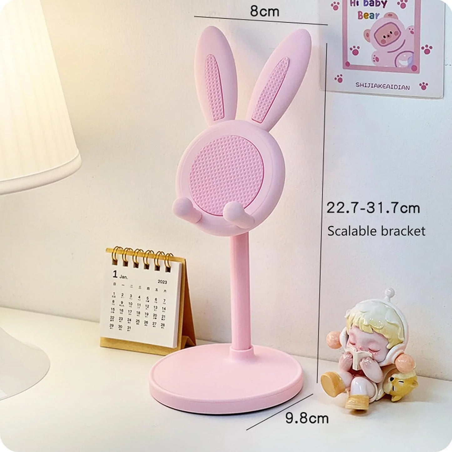 Cartoon Bunny Desktop Phone Holder – Adjustable Telescopic Lifting Stand for Smartphones & Tablets – Fun, Portable Bracket for Hands-Free Viewing