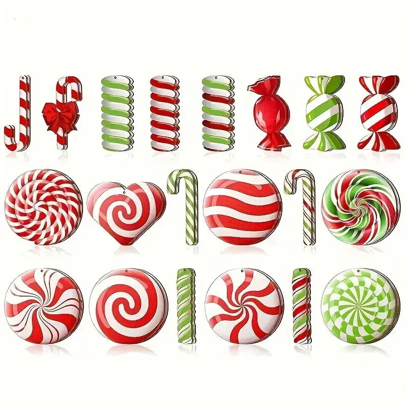 20pcs Christmas Tree Candy Pendant Set – Holiday Gift Decorations for Tree, Fireplace, and Window