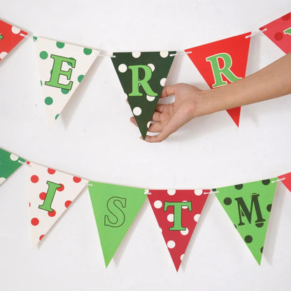 Merry Christmas Triangle Bunting Banner – Festive Home & Party Décor