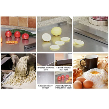 Large Stainless Steel Chopping Board: Double-Sided Multipurpose Pastry & Baking Board for Kitchen