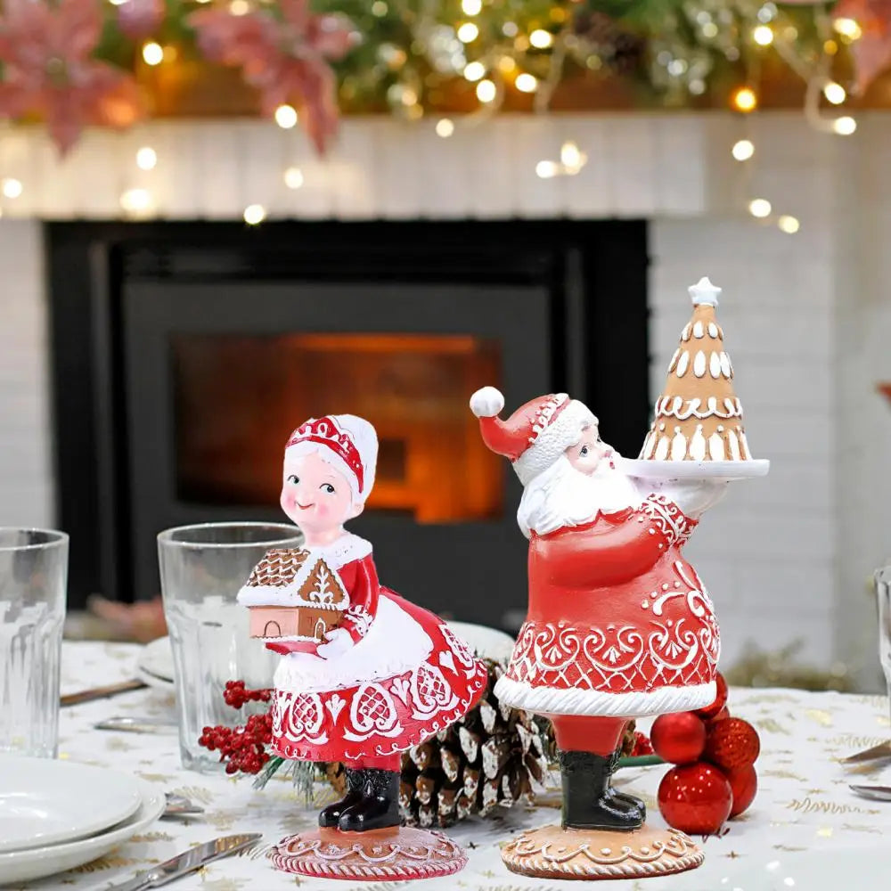 Christmas Resin Santa Claus Figurine: Heart-Warming Gingerbread-Themed Ornament for Shelves & Holiday Decor