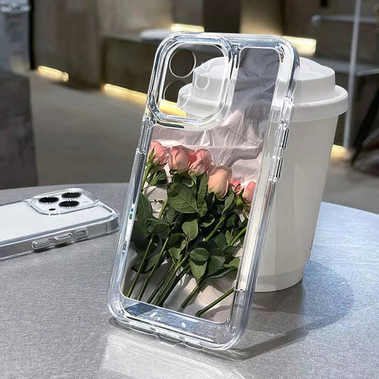 Rose Flower Phone Case for iPhone  13- 16/ Pro/Max- Soft Shockproof Clear Cover