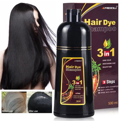 3-in-1 Instant Hair Colouring Shampoo: Herbal Hair Dye for Natural Black, Brunette, and Purple Shades – Quick & Easy Hair Colour for Men & Women