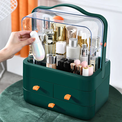 GlowUK™ Cosmetics Receiving Box with Drawer – Dust-Proof Desktop Organiser for Skincare & Makeup