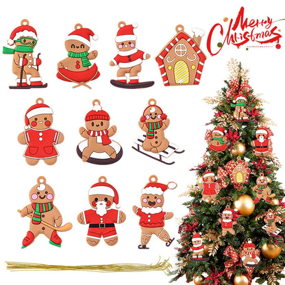 10PCS Gingerbread Man Pendants – Fun Christmas Tree Ornaments for 2024 Holiday Decor & New Year Cheer  1