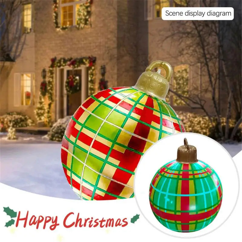 Large Christmas Inflatable Balls (60cm): Outdoor Christmas Tree Decorations, Inflatable Baubles for Festive Atmosphere