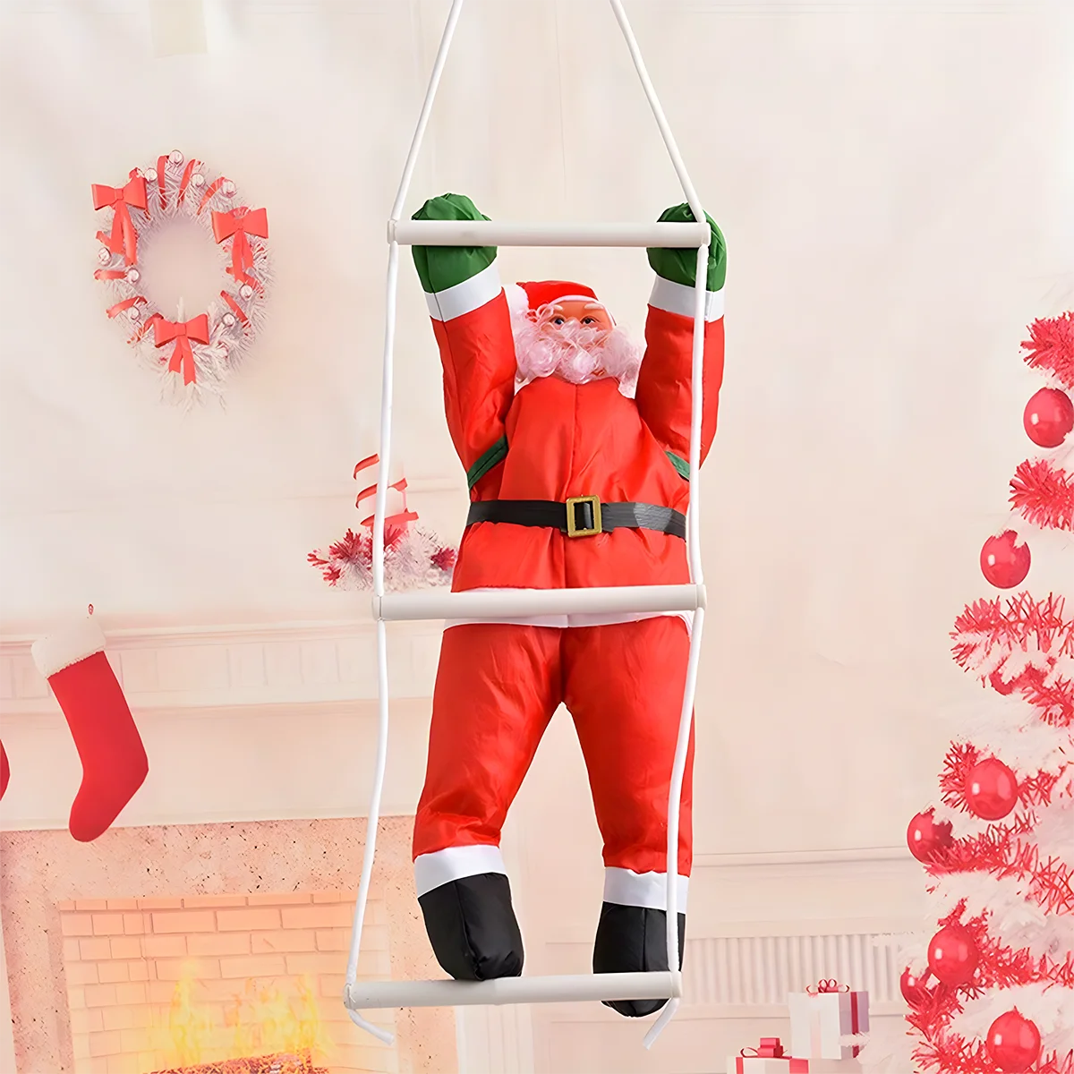 Christmas Santa Claus Ladder Decoration – Festive Hanging Ornament for Home & Tree Decor