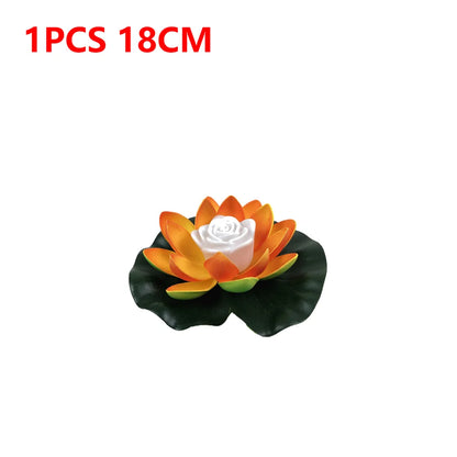 20-1Pcs Energy Saving Solar Powered Lamp Night Light LED 18cm Artifical Floating Lotus Garden Pool Pond Fountain Decoration