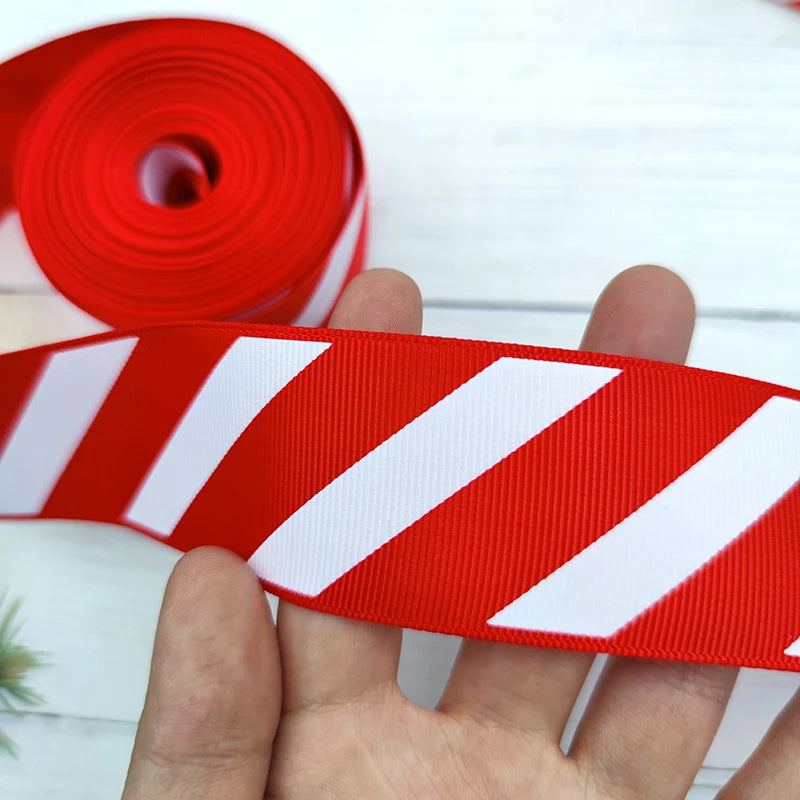 Diagonal Striped Christmas Ribbon – 10 Yards Carnival Ribbon for Gift Wrapping & Holiday Decor 1