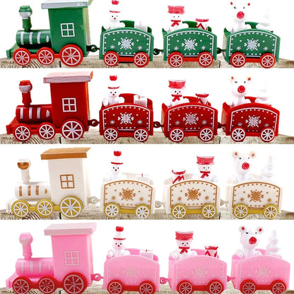 Wooden Train Christmas Ornament – Santa Train Cake Decoration, Festive Table Decor, Kids' Gifts & Party Toy