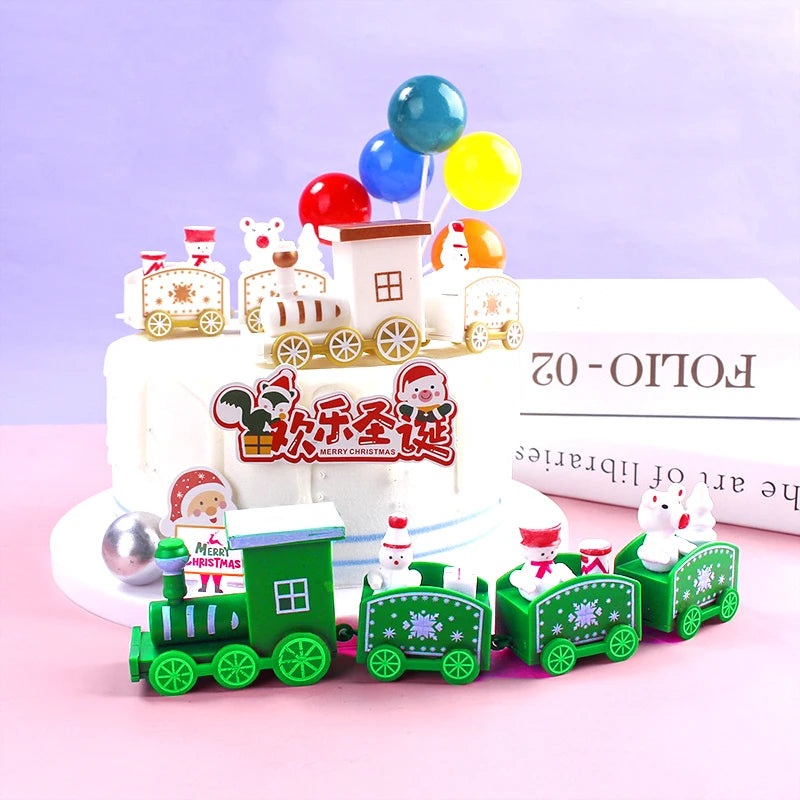 Cute Christmas Train Cake Decorations – Mini Xmas Train Ornaments & Cake Toppers for Holiday Parties, Kids’ Navidad Toys