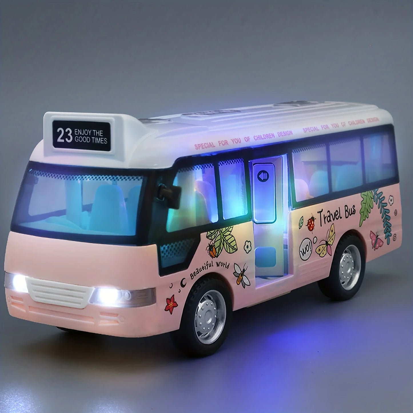 Die-Cast School Bus Toy with Lights & Sounds: Friction-Powered City Bus for Kids’ Play & Gifts