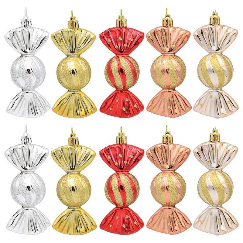 5PCS Christmas Mini Candy Pendants - Festive Plastic Ornaments for DIY Xmas Tree & Holiday Home Decor