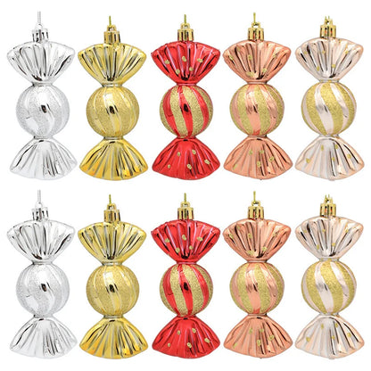 5PCS Christmas Mini Candy Pendants - Festive Plastic Ornaments for DIY Xmas Tree & Holiday Home Decor