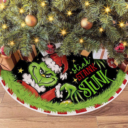  Merry Christmas Tree Skirt – Red & Green Soft Holiday Decoration, Perfect