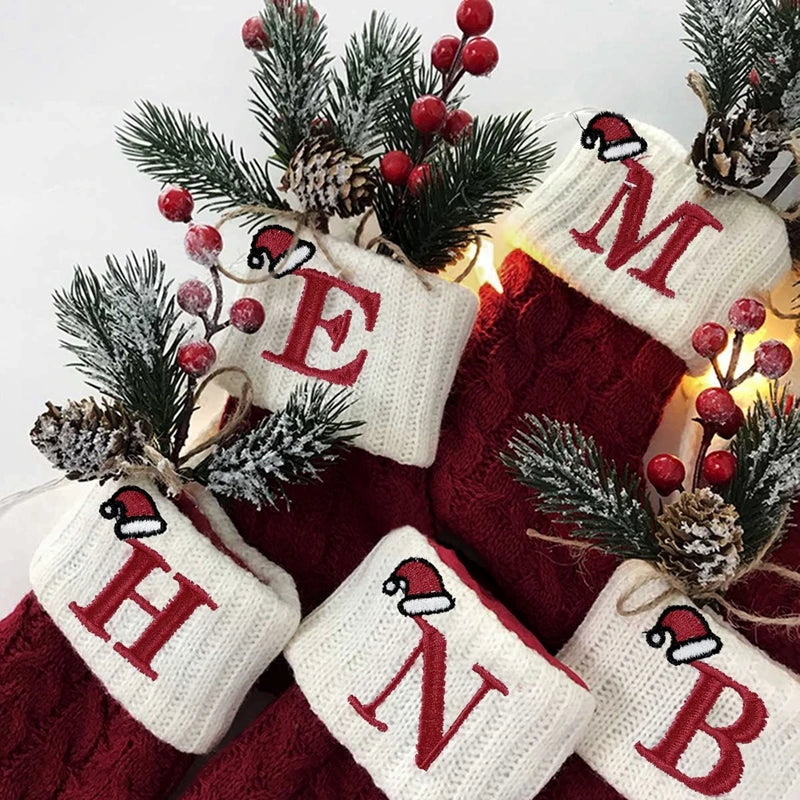 Christmas Alphabet Knitting Socks – Festive Ornaments for Tree & Home Décor