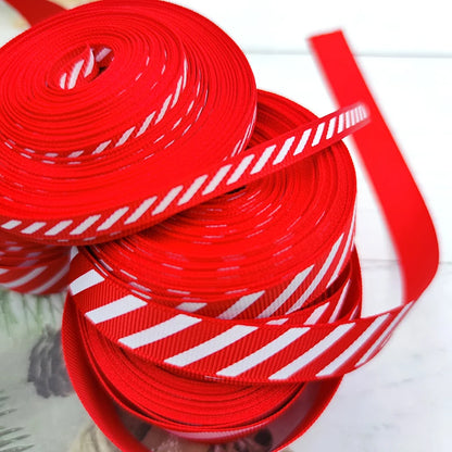 Diagonal Striped Christmas Ribbon – 10 Yards Carnival Ribbon for Gift Wrapping & Holiday Decor 1