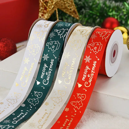 10 Yards Christmas Ribbon – 1 Inch Printed Polyester Ribbon for DIY Holiday Crafts, Gift Wrapping & Decorations