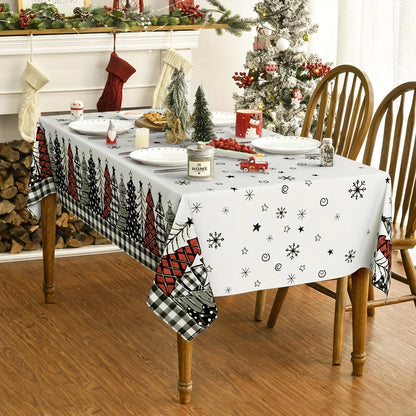 Merry Christmas Buffalo Plaid Tablecloth: Waterproof Rectangular Table Cover for Dining & Party c