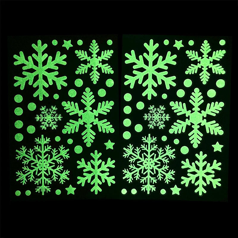 Christmas Luminous Snowflake Window Stickers – Glow-in-the-Dark PVC Snowflakes for Festive Home Décor