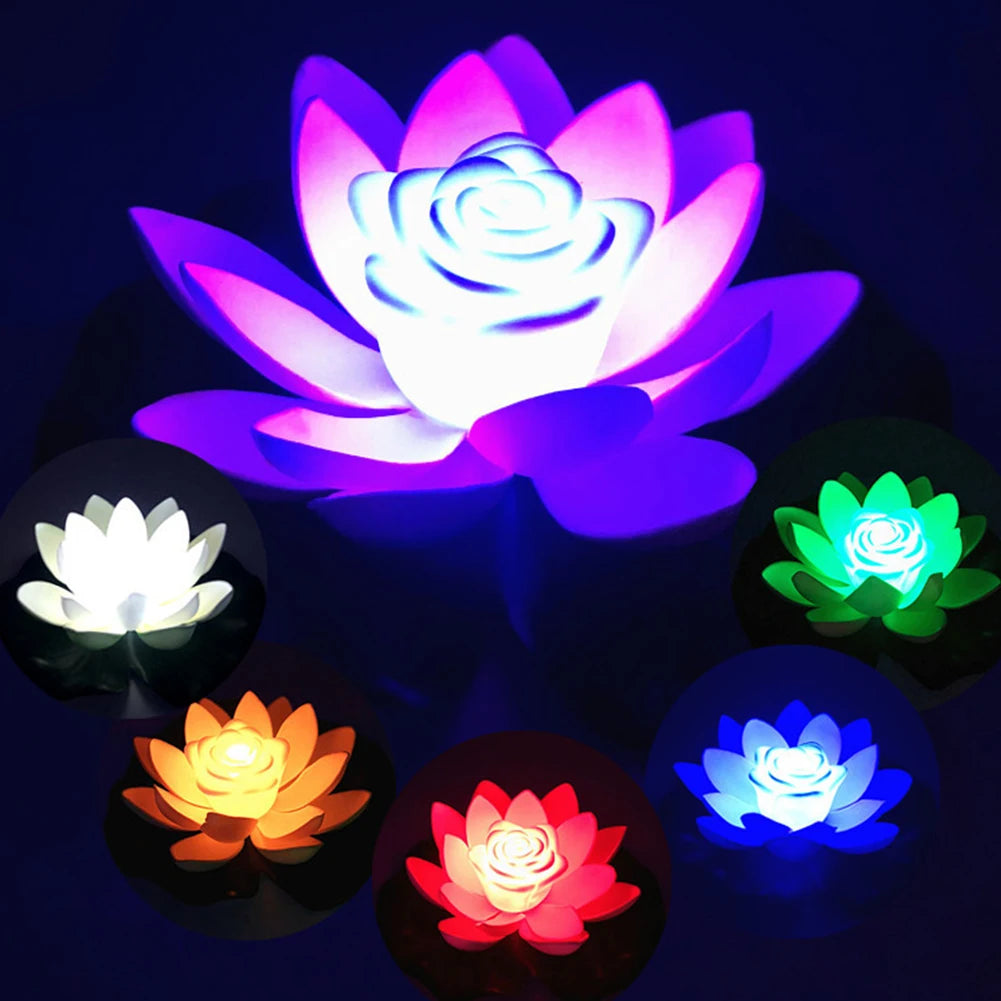 20-1Pcs Energy Saving Solar Powered Lamp Night Light LED 18cm Artifical Floating Lotus Garden Pool Pond Fountain Decoration