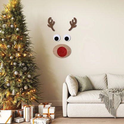 Christmas Door & Window Stickers – Festive Elk, Snowman, Santa Claus Felt Decals for Holiday Home Decor