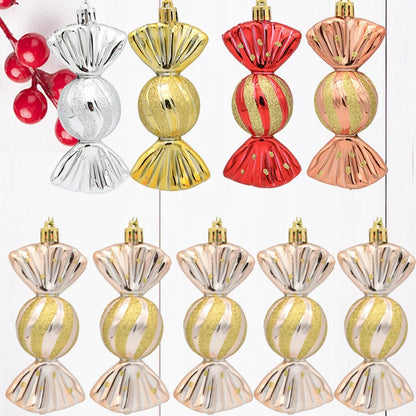 5PCS Christmas Mini Candy Pendants - Festive Plastic Ornaments for DIY Xmas Tree & Holiday Home Decor