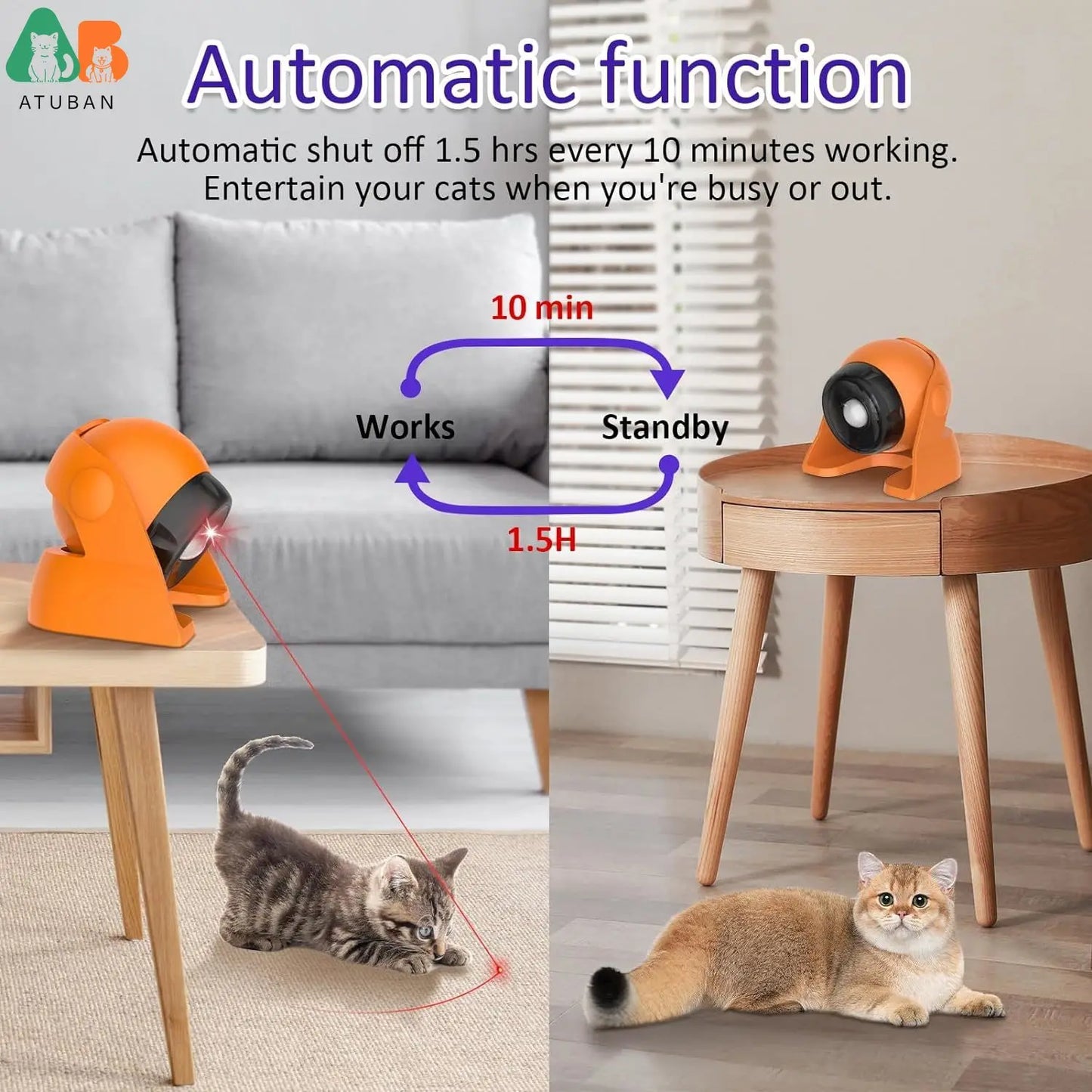 Automatic Cat Laser Toy – Interactive Rechargeable Pet Toy with Motion Sensor & Adjustable Angles