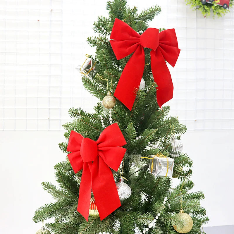 Big Bowknot Red Ribbon Christmas Tree Topper: Elegant Red Bow for Tree, Door, or Party Décor