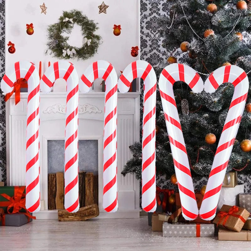 Inflatable Christmas Candy Cane Stick Balloons – Fun Merry Christmas Decorations for Home & New Year 2025