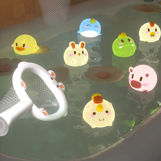 LED Light-Up Baby Bath Toys: Cute Floating Animal Rubber Ducks with Induction Lights, Fun Gifts for Kids