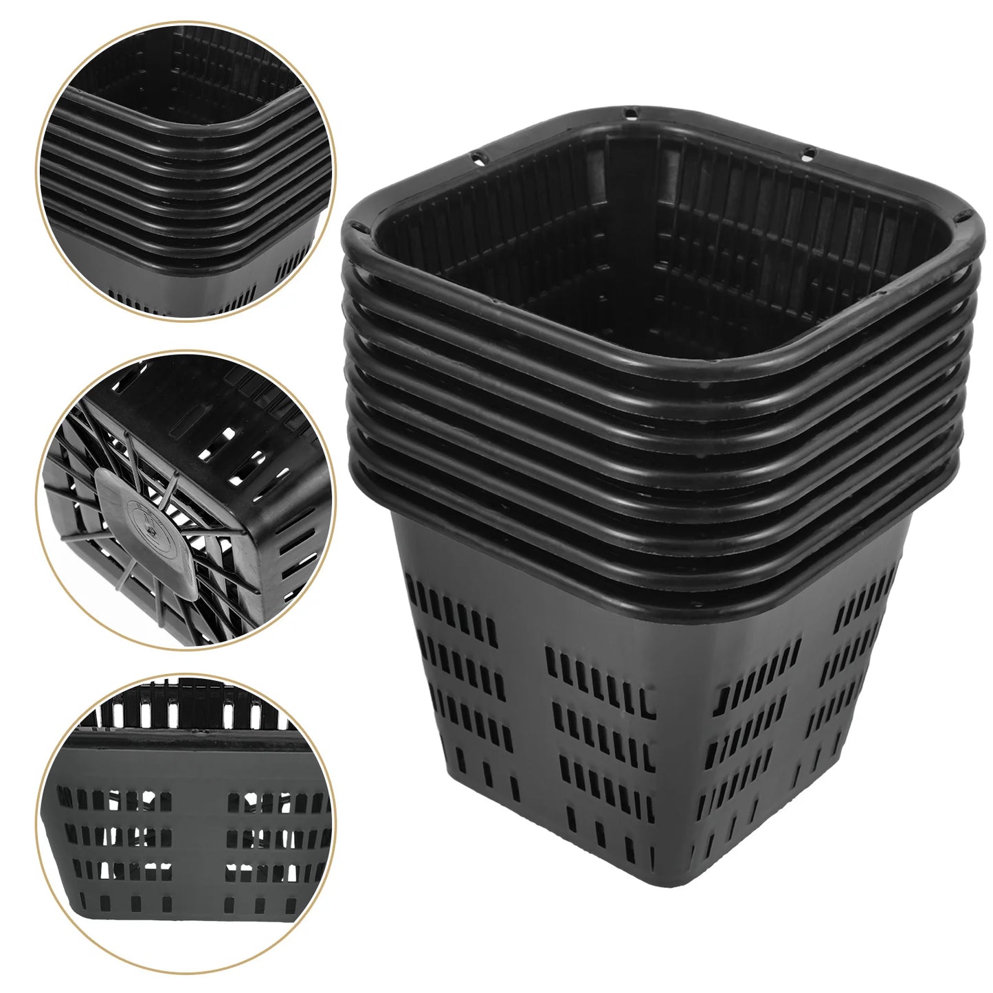 8PCS Hydroponic Net Pots for Vegetables & Orchids – Plastic Root Control Garden Containers for Aquatic Plants