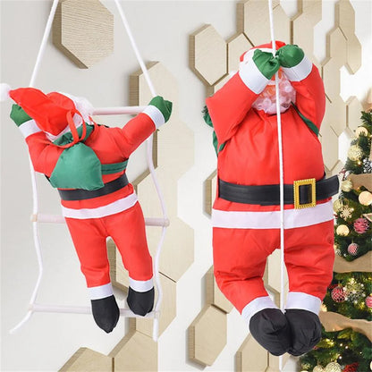 Santa Claus Ladder Pendant: Climbing Rope Hanging Doll Christmas Tree Ornament – Festive Holiday Décor