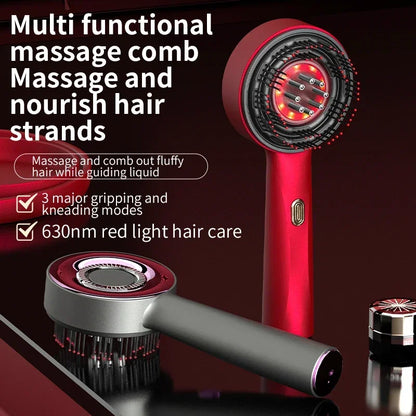 Electric Vibration Massage Comb with Red Light – Scalp Brush for Hair Care, Anti-Hair Loss Support, and Oil Applicator