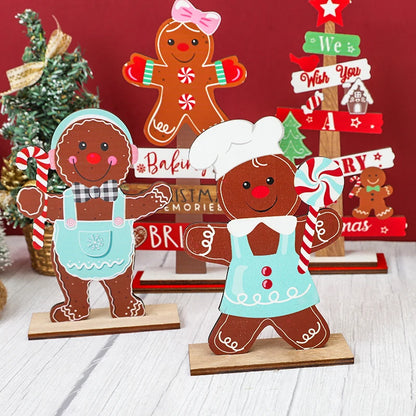 Christmas Gingerbread Man Wooden Decoration: Festive Xmas Cookie Ornament for Home & New Year Gifts