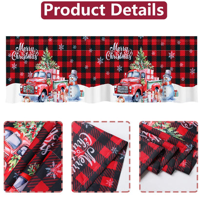 Christmas Tree Short Curtains: Snowman & Holiday Backdrop, Festive Home Decorations for Christmas 2024 & New Year 2025