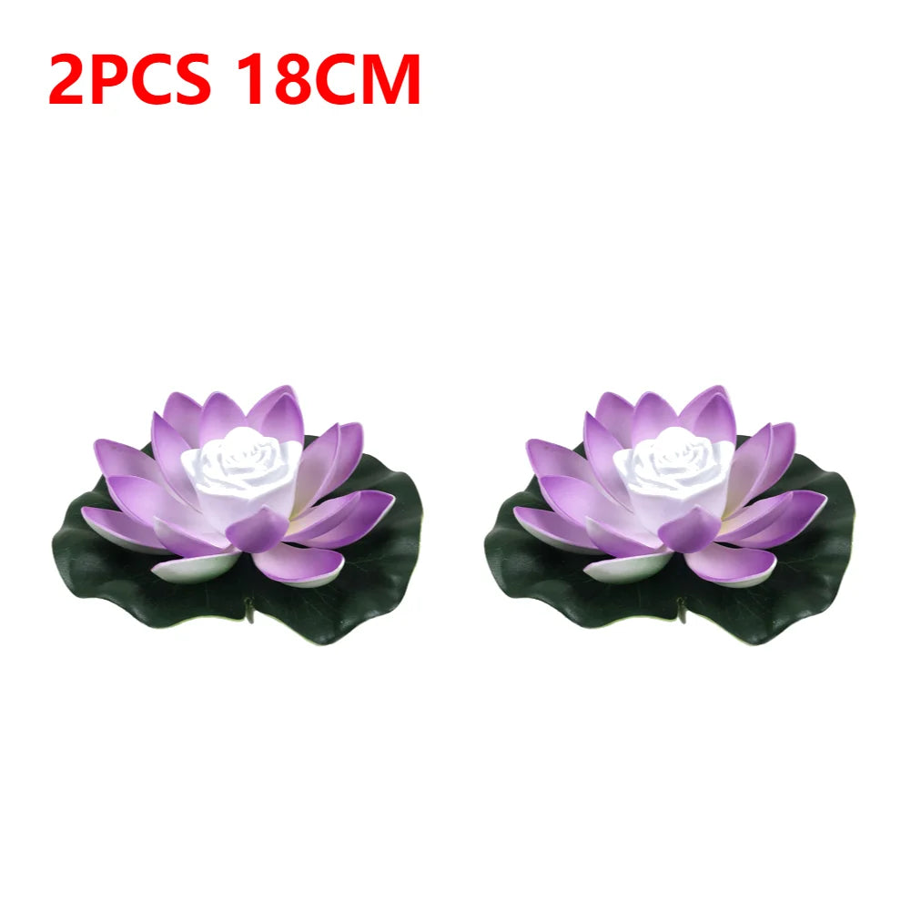 20-1Pcs Energy Saving Solar Powered Lamp Night Light LED 18cm Artifical Floating Lotus Garden Pool Pond Fountain Decoration