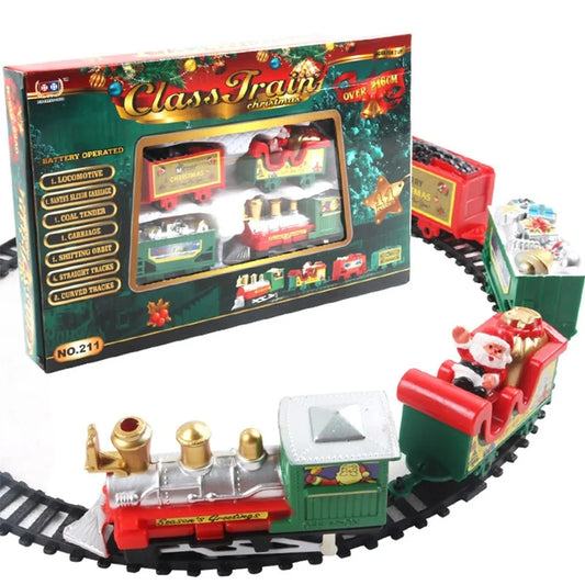 Christmas Realistic Electric Train with Santa Claus – Mini Locomotive Set for Kids, Tree Decor & Holiday Fun