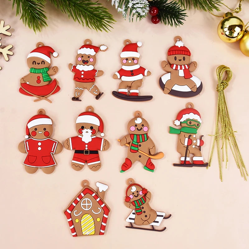 10PCS Gingerbread Man Pendants – Fun Christmas Tree Ornaments for 2024 Holiday Decor & New Year Cheer  1