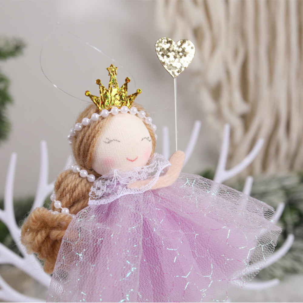 Christmas Angel Doll Pendant – Adorable Purple & Green Ornament for Holiday Décor and Kids’ Gifts