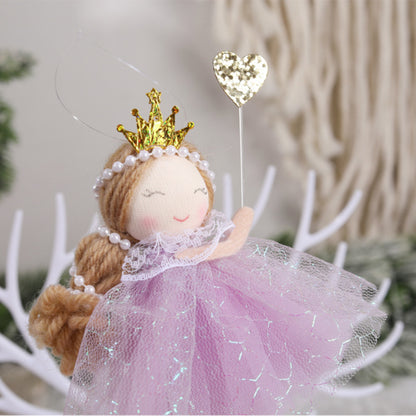 Christmas Angel Doll Pendant – Adorable Purple & Green Ornament for Holiday Décor and Kids’ Gifts