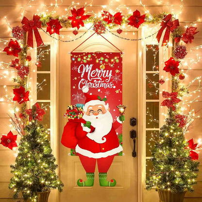 Christmas Hanging Flag – Porch Door Banner, Home Christmas Decorations for 2024, Xmas Ornaments & New Year 2025 Décor